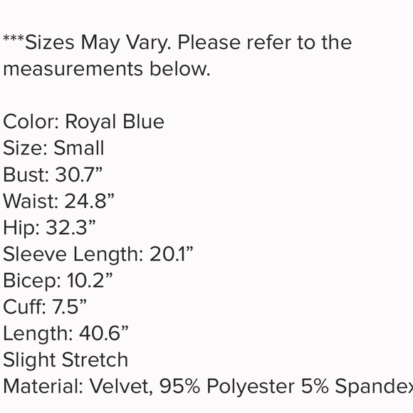 🎉HP🎉 Blue Crushed Velvet Dress - Picture 9 of 9